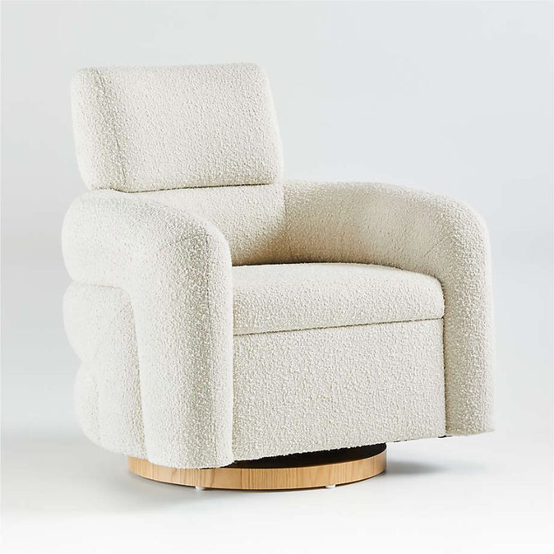 Crate & Barrell Snoozer Cream Boucle Nursery Swivel Glider Chair by Leanne Ford