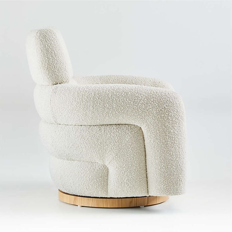 Crate & Barrell Snoozer Cream Boucle Nursery Swivel Glider Chair by Leanne Ford