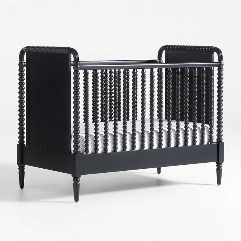 Crate&Barrell Jenny Lind Black Wood Spindle Convertible Baby Crib