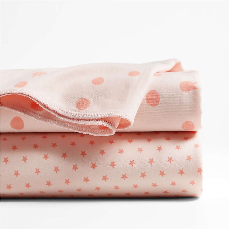 Crate&Barrell Organic Heathered Jersey Baby Swaddle Blankets, Set of 2