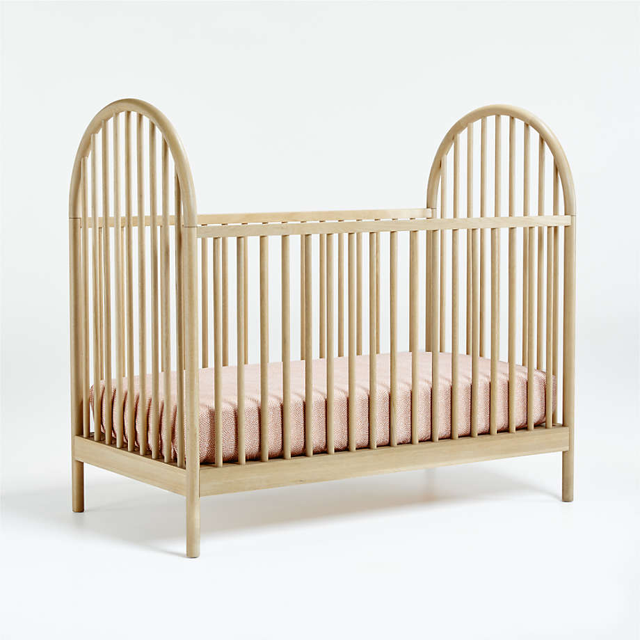 Crate&Barrell Canyon Spindle Wood Convertible Baby Crib by Leanne Ford - Natural